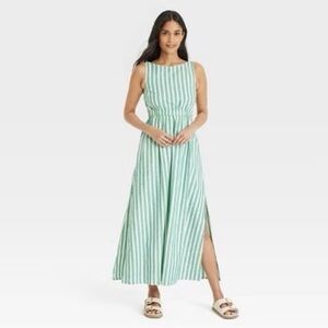 Universal Thread Striped Maxi Dress - Green & White